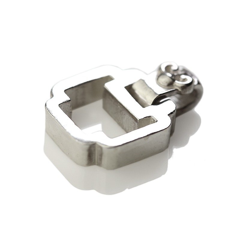 Longevity Lock FH-LLL08 [Fu Shou Mian Long] 925 Sterling Silver Jewelry Necklace Chinese Style/Handmade Silver - สร้อยคอ - เงิน สีเทา