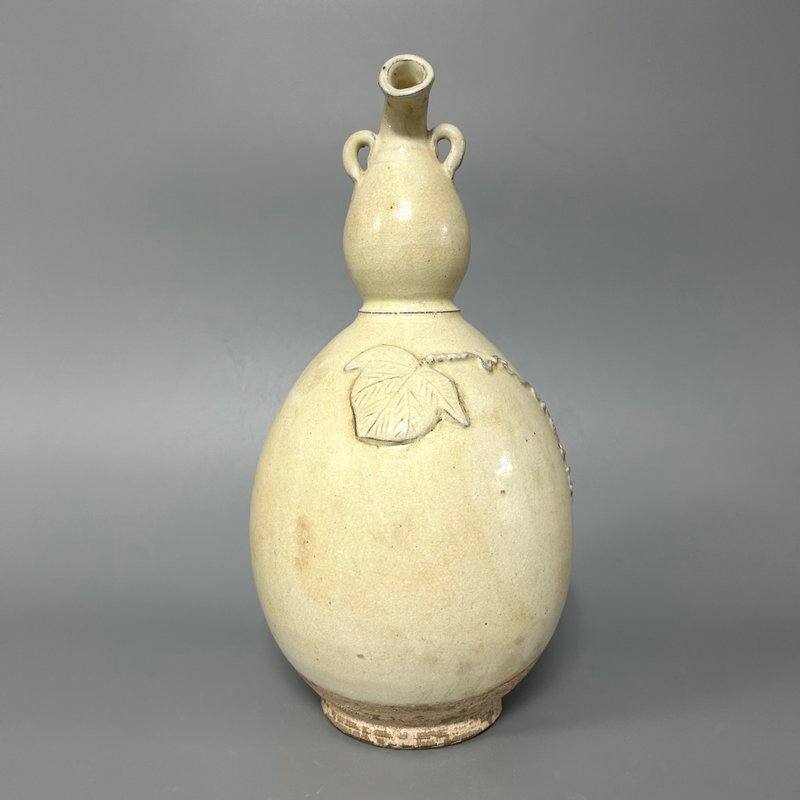 唐白瓷貼花雙繫葫蘆瓶 - 擺飾/家飾品 - 陶 卡其色