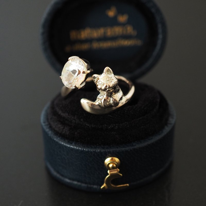 K10 アンデシンラブラドライト 猫リング JP12号(US6.5) - 戒指 - 貴金屬 金色