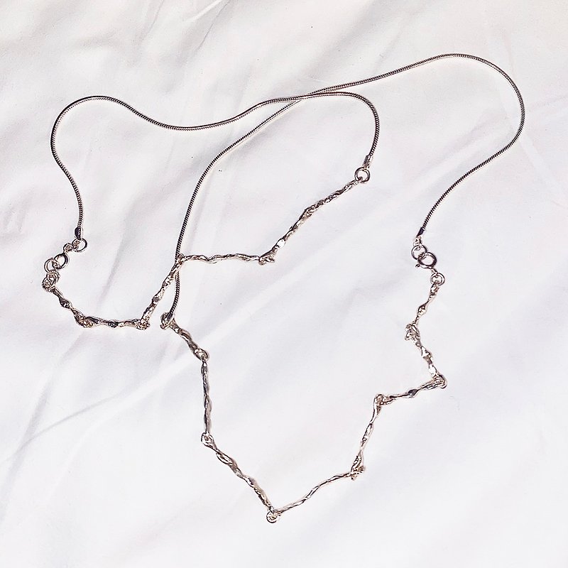 mixed chain necklace - สร้อยคอ - เงิน สีเงิน