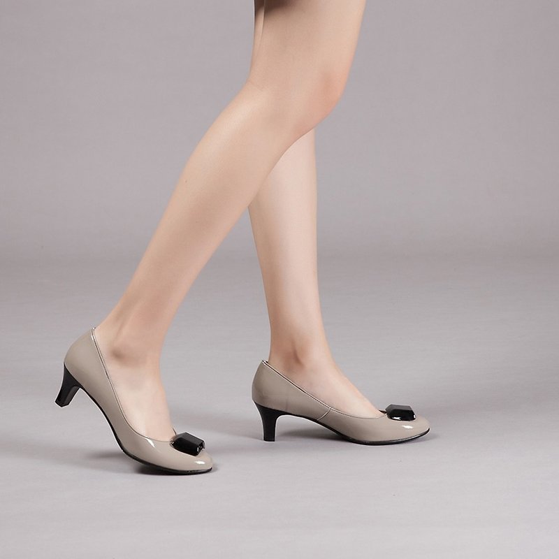 Limited discount [Rainy day with head up] elegant square waterproof heel shoes-light and elegant apricot gray - High Heels - Waterproof Material Gray