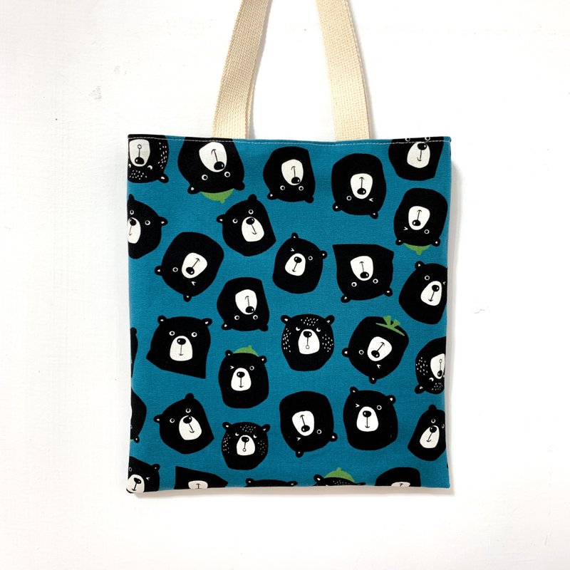 Playful black bear | - Handbags & Totes - Cotton & Hemp Multicolor