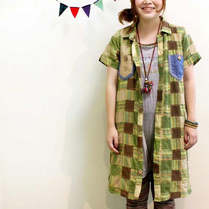 ☆ Hammock ☆ 彡 colorful patch work shirt - เสื้อเชิ้ตผู้หญิง - ผ้าฝ้าย/ผ้าลินิน สีเหลือง