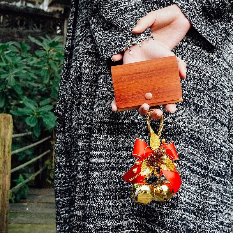 【TREETHER】 African Padauk Name Card Case - Card Holders & Cases - Wood Red
