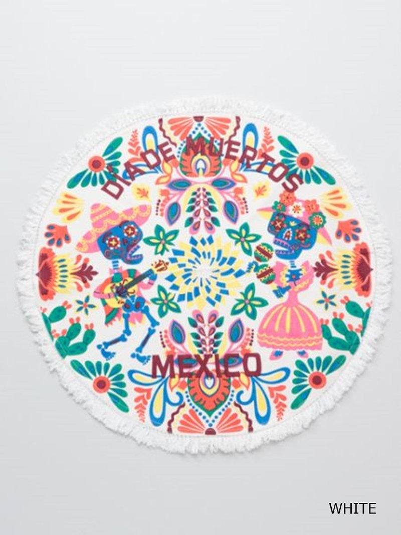 【熱門預購】墨西哥亡靈節骷髏圓形布料 55CM ISAP92B7 - 地墊/地毯 - 棉．麻 