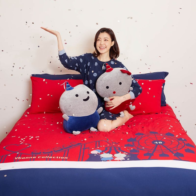 Paradise double quilt cover + pillowcase set - red - เครื่องนอน - ผ้าฝ้าย/ผ้าลินิน สีแดง