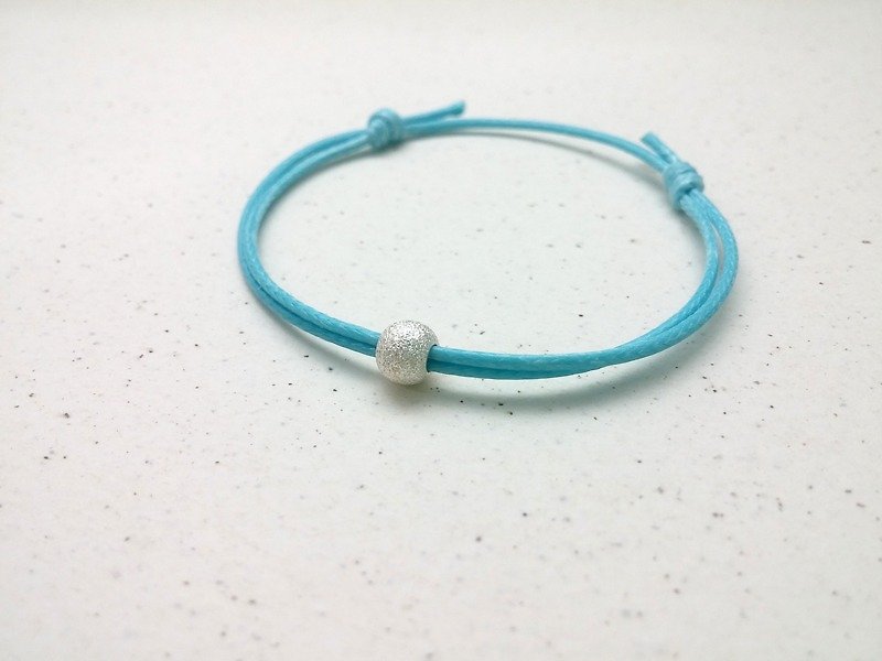 ♥ HY ♥ x handmade wax line bracelet s925 silver beads scrub plain simple thin wax rope - Bracelets - Other Materials Blue