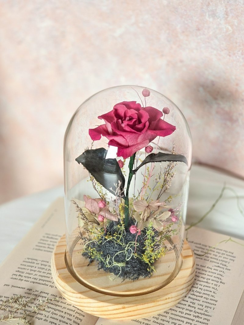 You are my only glass flower clock (gradient rose pink style) immortal dried flowers immortalized flower gift - ช่อดอกไม้แห้ง - พืช/ดอกไม้ หลากหลายสี