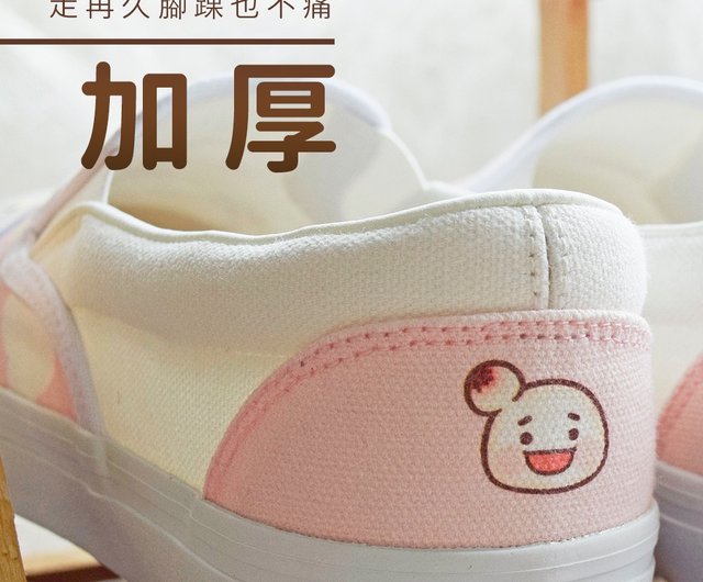Xiaohu花イラストキャンバスシューズ丘メロンかわいい子供のような小さな赤い靴綿台湾手作り ショップ Colab スリッポン Pinkoi