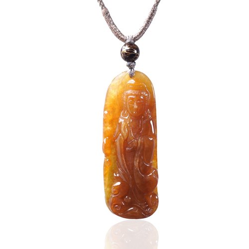 瓔珞珠寶盒 E.L.Jewelry Box 蜜糖黃翡翡翠觀音菩薩項鍊 | 天然緬甸玉翡翠A貨 | 送禮