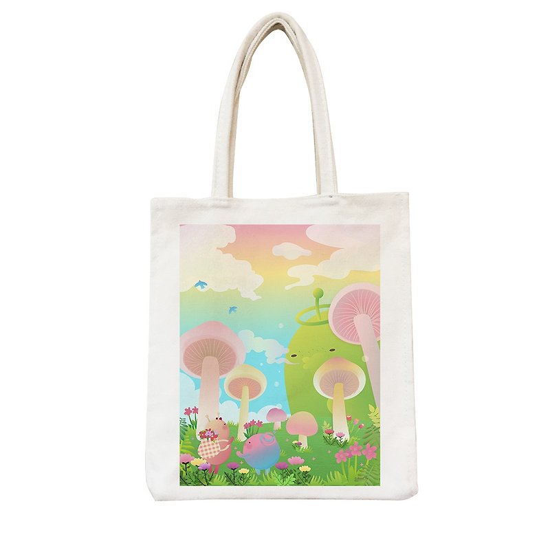 新創系列-野餐包：【大瓜菇世界】-沒個性星人Roo,CA2BB02 - 手提包/手提袋 - 棉．麻 多色