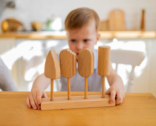FirebirdWorkshop Wooden play food | Montessori toys baby ice cream toy | DIY play food wood