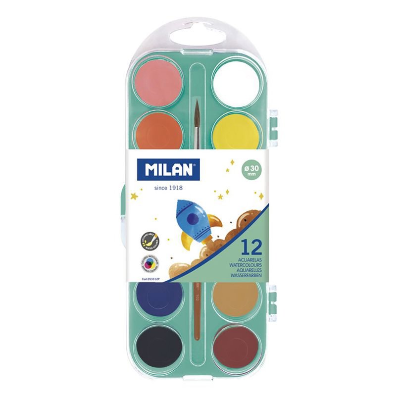 MILAN Watercolor Powder Pan_Basic Colors (12 Colors) - Other Writing Utensils - Other Materials 