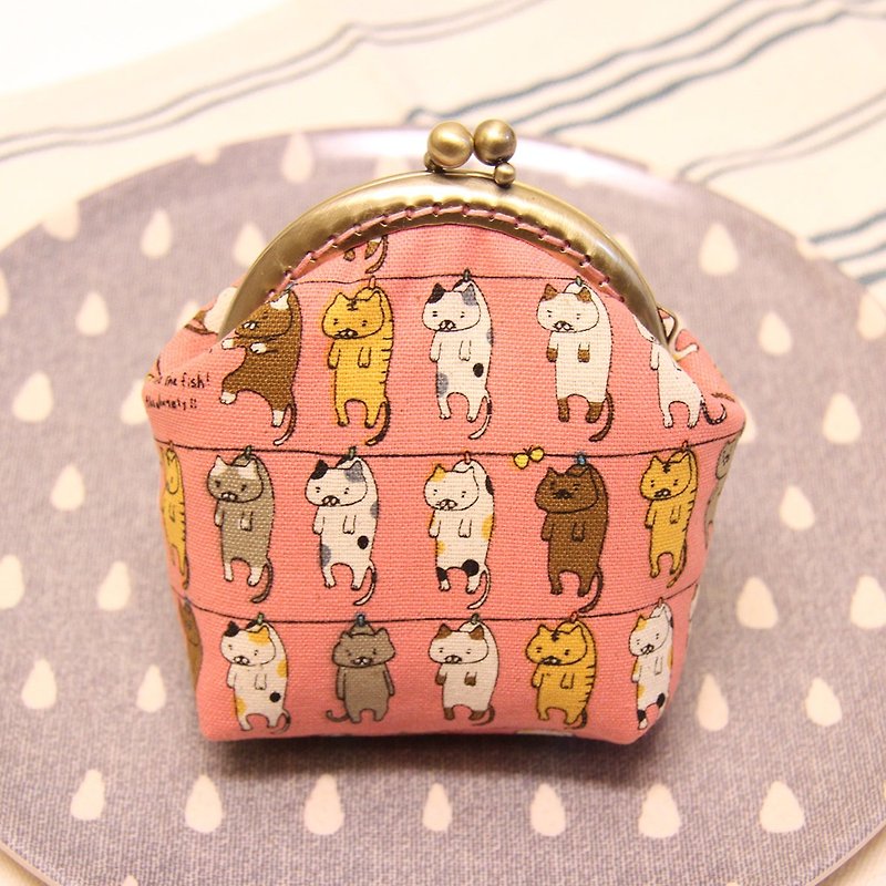 太陽の猫ピンクの猫の口の金のパッケージとしてRoliaの手 - 小銭入れ - コットン・麻 多色