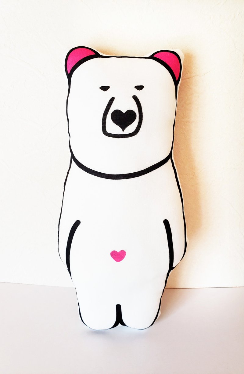 Heart Bear Stuffed Toy - ของเล่นเด็ก - ผ้าฝ้าย/ผ้าลินิน ขาว