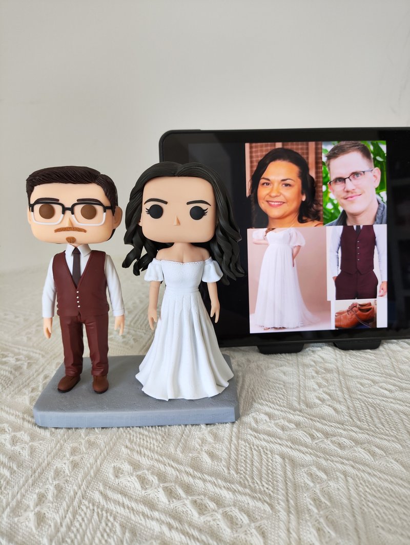 客製化3D人像公仔 訂製手工Funko Pop情侶父母夫妻結婚週年禮物 - 公仔/玩偶 - 黏土 多色