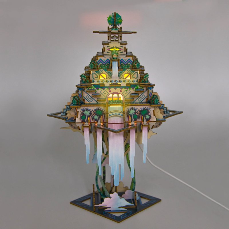 Jigzle 3D立體拼圖 世界神話系列-巴比倫空中花園 | 小夜燈 - 拼圖 - 木頭 多色