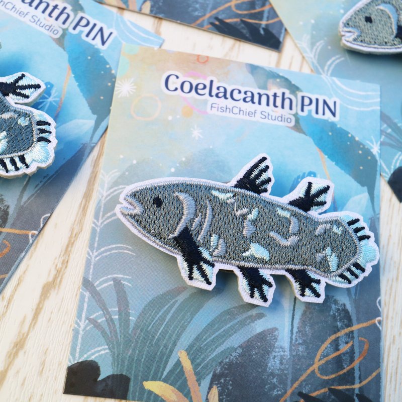 coelacanth embroidery pin - Badges & Pins - Cotton & Hemp 