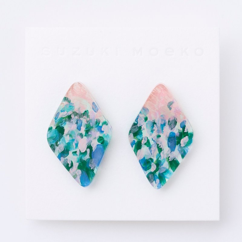 pierce (針式) - Earrings & Clip-ons - Acrylic Blue