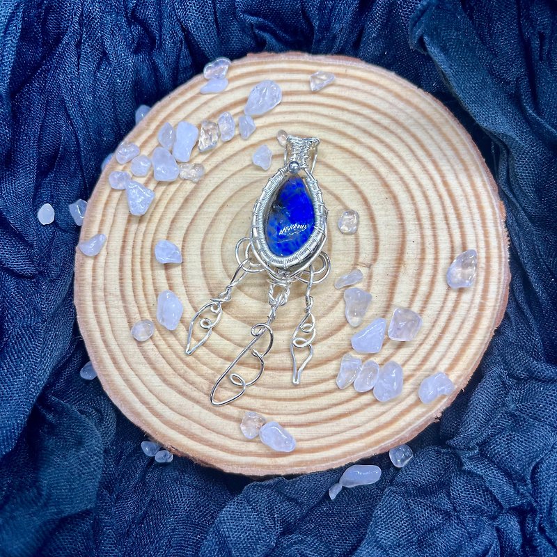 [Feather Fragment] Labradorite Metal Weaving - สร้อยคอ - โลหะ สีน้ำเงิน