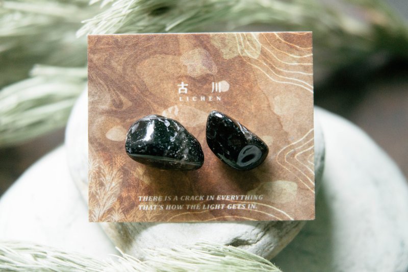 CRACK | 礦物系耳環 |  EARRINGS - 耳環/耳夾/耳骨夾 - 玉石 黑色