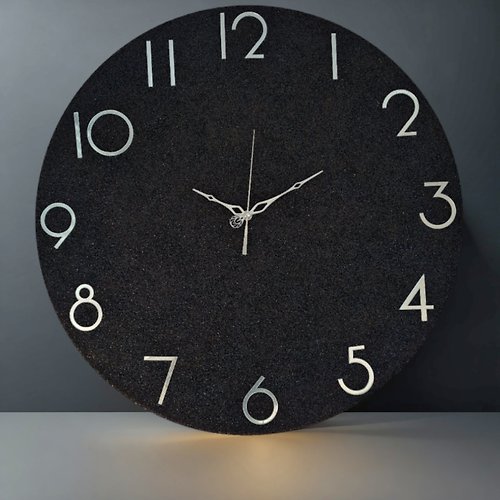 Artdilia Large black stone wall clock 60 cm Modern wall clock Unique clock Silent clock