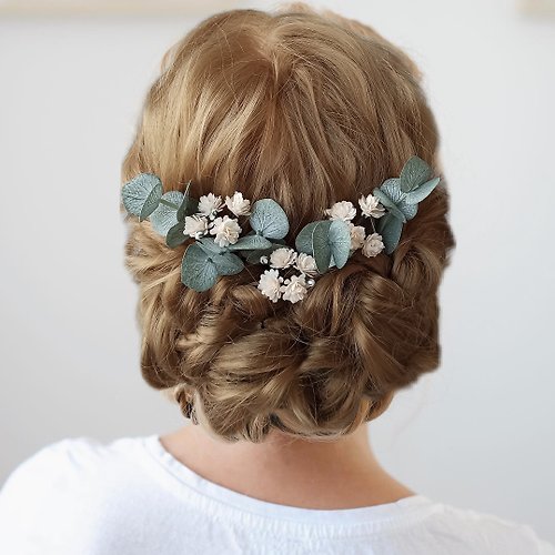 Sage green wedding eucalyptus terracotta hair pins Fall flower rose hair  clip - Shop AlenaWedding Hair Accessories - Pinkoi