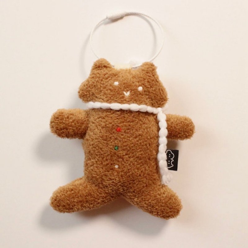 Ginger cat Keyring - ที่ห้อยกุญแจ - ผ้าฝ้าย/ผ้าลินิน สีนำ้ตาล