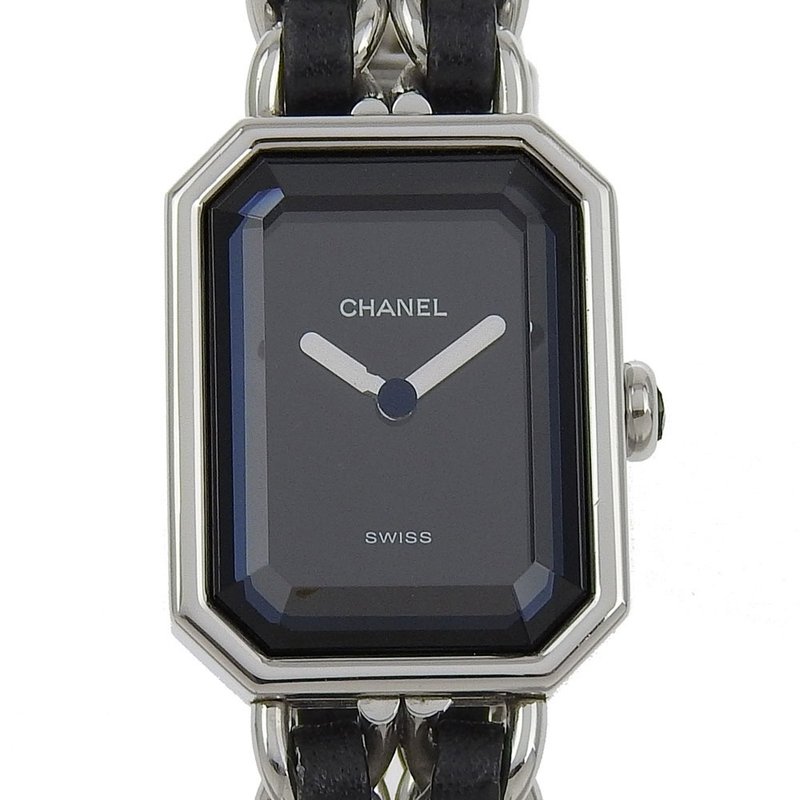 【日本直送】シャネル CHANEL プルミエールS 腕時計 H0451 SS × 型押しレザー クオーツ アナログ表示 黒文字盤 レディース【中古】 - 女錶 - 不鏽鋼 銀色