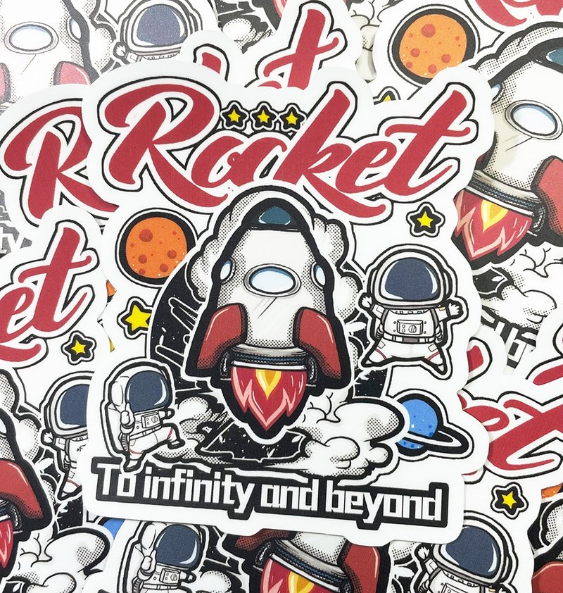 Rocket Astronaut Sticker Fog Surface Thick Pound Super Wear-resistant Sticker Anti-scratch Waterproof Sticker Car Sticker - สติกเกอร์ - กระดาษ ขาว