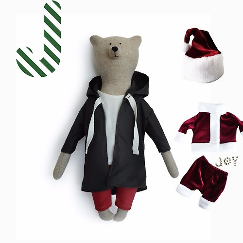 PK手工時尚熊 PK bear |福爾摩斯偵探熊+耶誕衣禮盒組