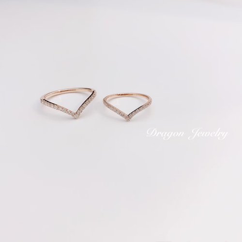 Dragon Jewelry龍珠寶 Dragon Jewelry 18k最完美的經典V字鑽石線戒 強火光天然鑽石