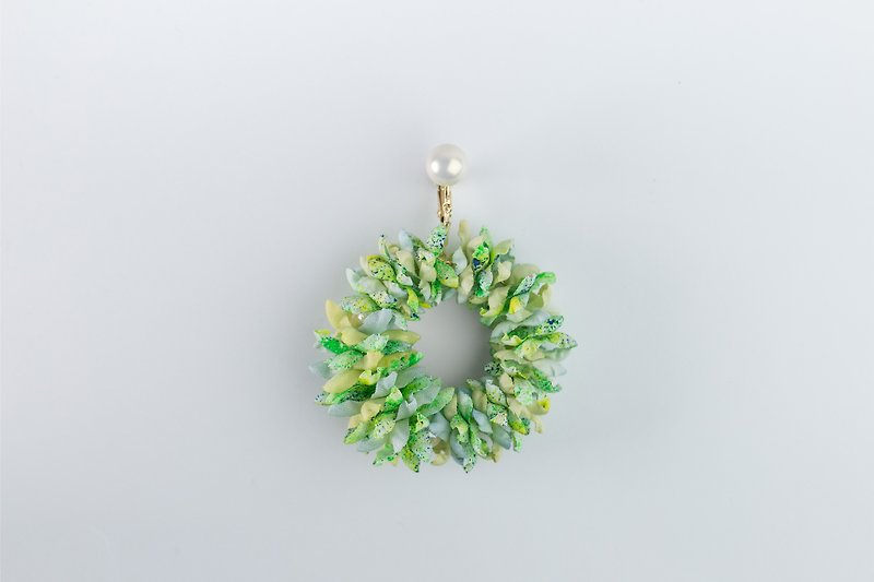 Girl 04 Hand Dyed Flower Earrings - Earrings & Clip-ons - Polyester Green