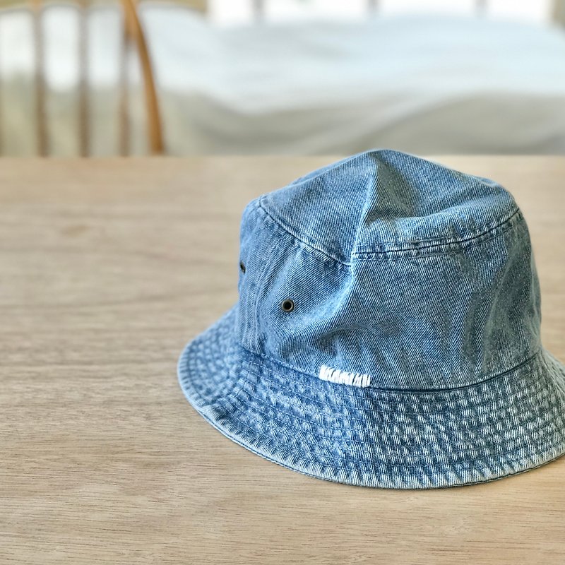 Hand embroidery / Denim HAT / light blue / unisex - その他 - コットン・麻 ブルー