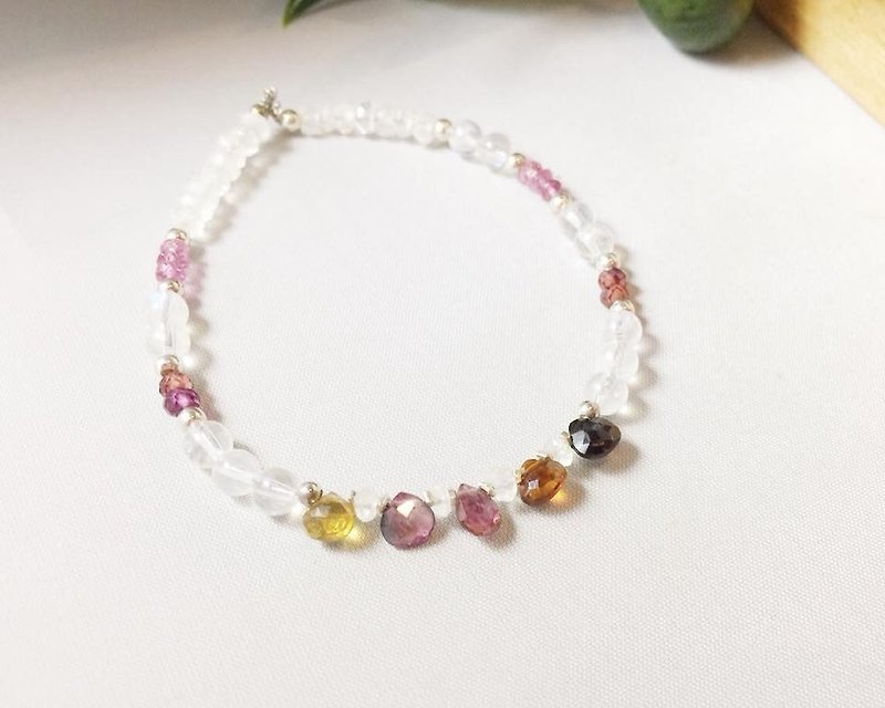 MH pure silver natural stone custom series _ candy crown _ tourmaline - Bracelets - Gemstone Multicolor