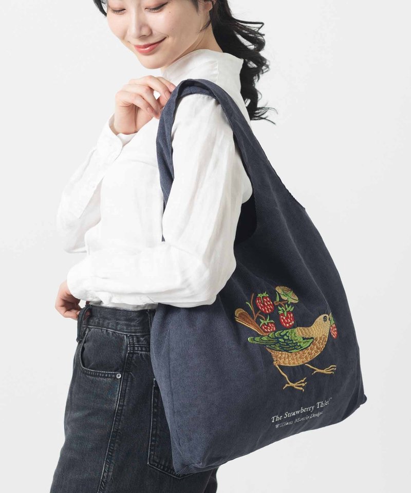Jubilee 立体刺繍トートバッグ 60×40cm ウィリアムモリス ネイビー - 側背包/斜背包 - 聚酯纖維 藍色