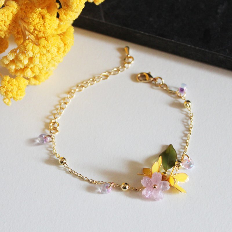 [Sakura and Osmanthus Bracelet] Sakura and Osmanthus Bracelet 14KGF Bracelet - สร้อยข้อมือ - เรซิน หลากหลายสี