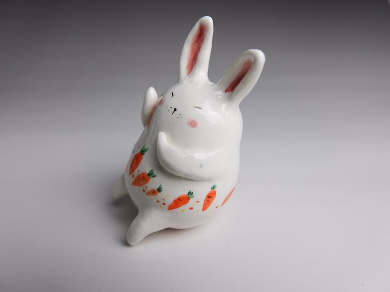 Pottery Stuffed Dolls & Figurines White - Station-*Little Animal Friends-Carrot Tutu*Handmade Pottery Doll
