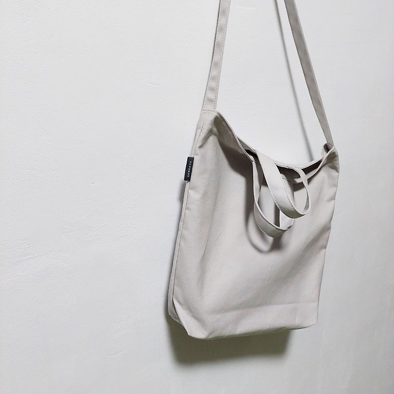 Cotton & Hemp Messenger Bags & Sling Bags White - Neutral large-capacity canvas bag / Morandi color (light gray and white)-six colors