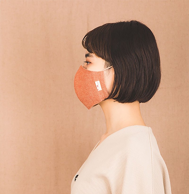 Cotton & Hemp Face Masks Brown - Kimono Cotton Cloth Mask Enshu Cotton Pongee Hinoki Dyeing /AKANI