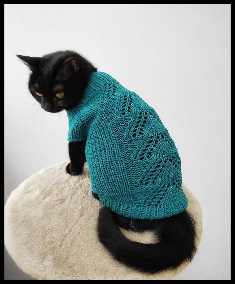 Cotton & Hemp Clothing & Accessories - Cotton knit cat jumper Cable cat sweater Cotton pet clothing Cable pets sweater