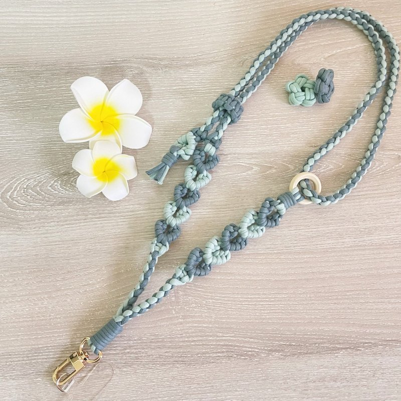 Like a leaf, like a heart, adjustable mobile phone lanyard - เชือก/สายคล้อง - ผ้าฝ้าย/ผ้าลินิน 