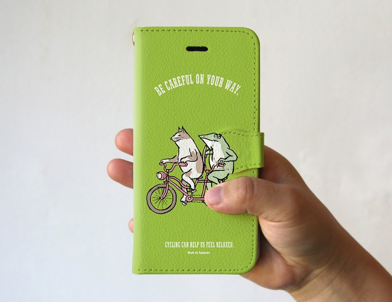スマホカバー・手帳タイプ　自転車で行こう　ライム - 手機殼/手機套 - 聚酯纖維 綠色