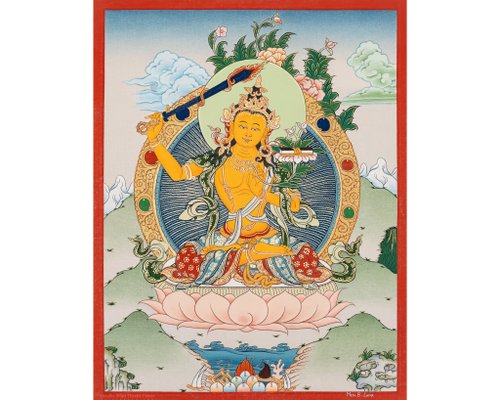 Boudha Stupa Thanka Centre 佛教文殊菩薩手繪唐卡 高品質