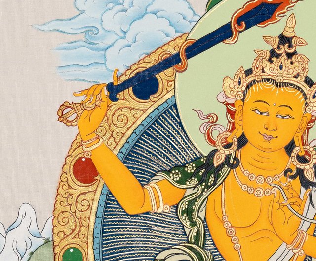 仏教の文殊菩薩手描きタンカ 高品質 - ショップ Boudha Stupa