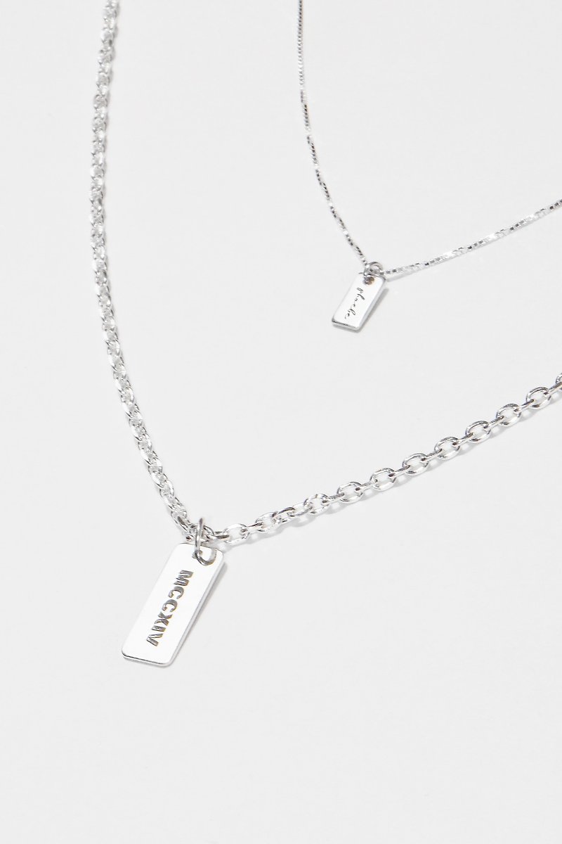 Name Tag Necklace Custom-engraved Christmas gift exchange for couples and besties. - Necklaces - Sterling Silver Silver