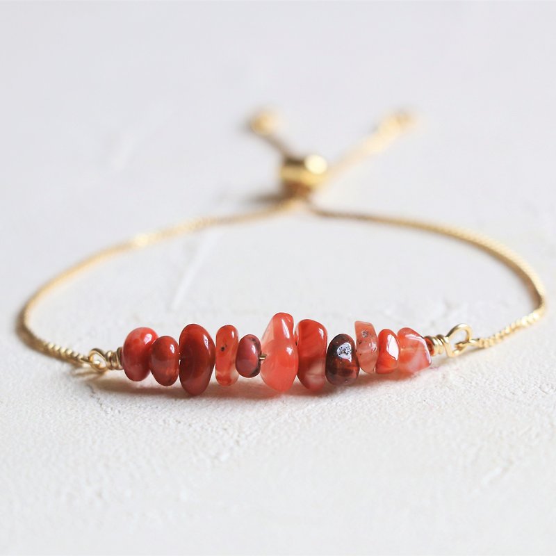 Gemstone Bracelets Red - Carnelian sliding bracelet -  rose gold / gold / silver plated bracelet
