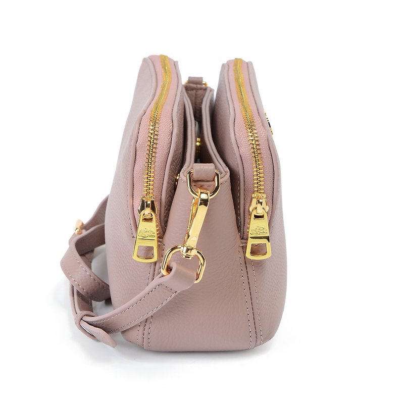 LIFE IS LIGHT to get a good taste and more temperament - the first choice of three-layer storage leather bag - Messenger Bags & Sling Bags - Genuine Leather Pink