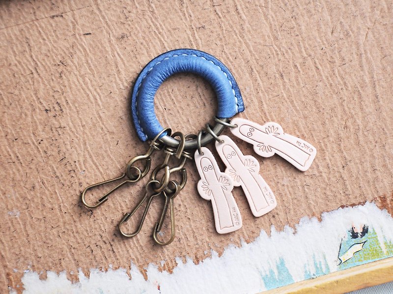 MOOMIN x Hong Kong-made leather tree essence key ring natural material package is officially authorized - Leather Goods - Genuine Leather Blue