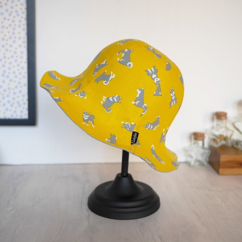 Happiness Shiba Inu six-sided hat - yellow - หมวก - ผ้าฝ้าย/ผ้าลินิน สีเหลือง